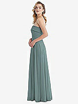 Side View Thumbnail - Icelandic Cuffed Strapless Maxi Dress with Front Slit