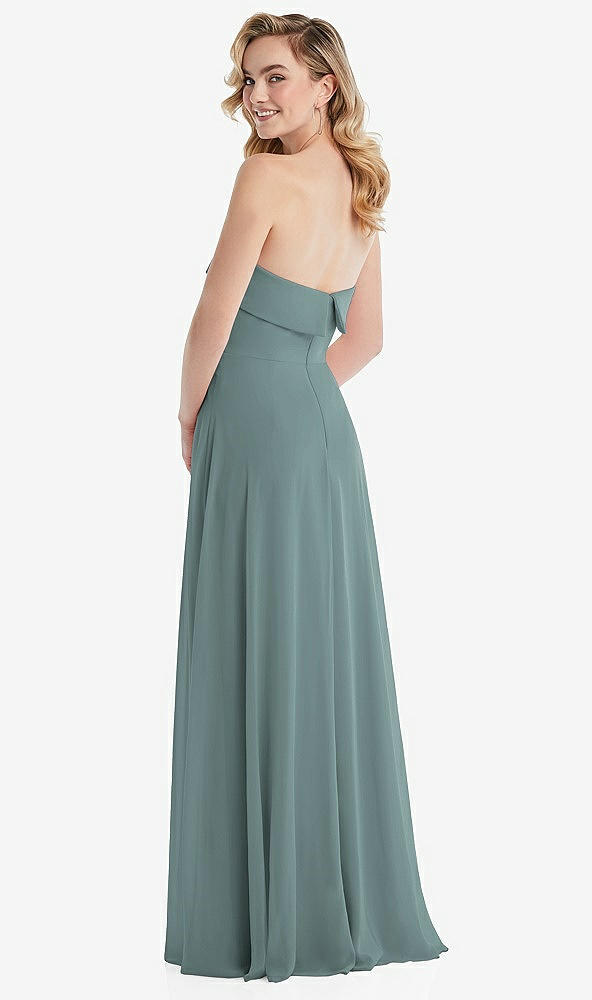 Back View - Icelandic Cuffed Strapless Maxi Dress with Front Slit