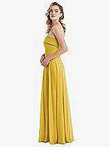 Side View Thumbnail - Marigold Cuffed Strapless Maxi Dress with Front Slit