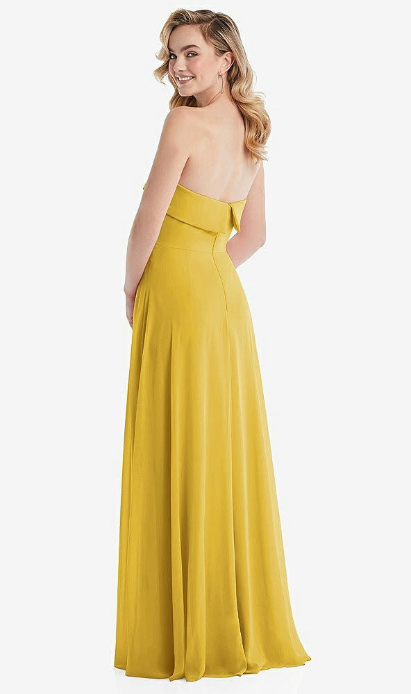 Back View - Marigold Cuffed Strapless Maxi Dress with Front Slit