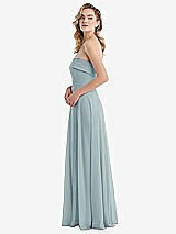 Side View Thumbnail - Morning Sky Cuffed Strapless Maxi Dress with Front Slit