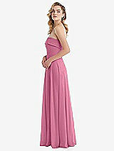 Side View Thumbnail - Orchid Pink Cuffed Strapless Maxi Dress with Front Slit