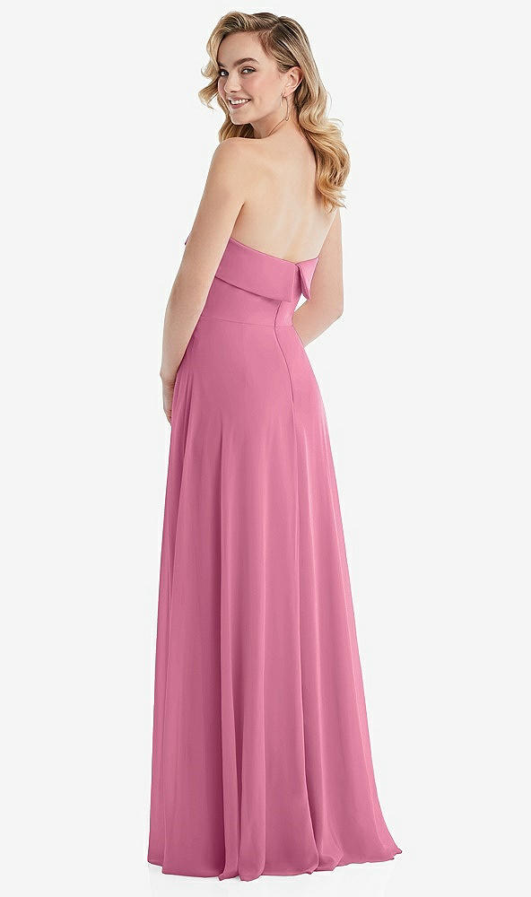 Back View - Orchid Pink Cuffed Strapless Maxi Dress with Front Slit