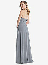 Rear View Thumbnail - Platinum Cuffed Strapless Maxi Dress with Front Slit
