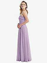 Side View Thumbnail - Pale Purple Cuffed Strapless Maxi Dress with Front Slit