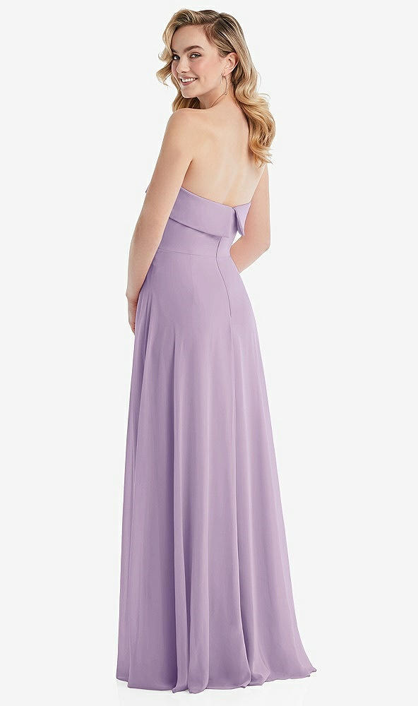 Back View - Pale Purple Cuffed Strapless Maxi Dress with Front Slit