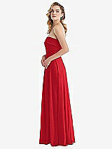 Side View Thumbnail - Parisian Red Cuffed Strapless Maxi Dress with Front Slit