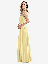 Side View Thumbnail - Pale Yellow Cuffed Strapless Maxi Dress with Front Slit
