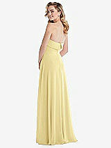 Rear View Thumbnail - Pale Yellow Cuffed Strapless Maxi Dress with Front Slit