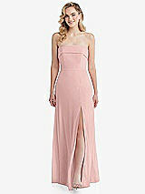 Front View Thumbnail - Rose - PANTONE Rose Quartz Cuffed Strapless Maxi Dress with Front Slit