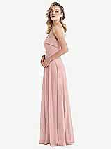 Side View Thumbnail - Rose - PANTONE Rose Quartz Cuffed Strapless Maxi Dress with Front Slit