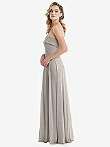 Side View Thumbnail - Taupe Cuffed Strapless Maxi Dress with Front Slit