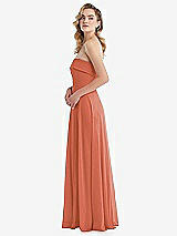 Side View Thumbnail - Terracotta Copper Cuffed Strapless Maxi Dress with Front Slit