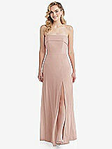 Front View Thumbnail - Toasted Sugar Cuffed Strapless Maxi Dress with Front Slit