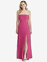 Front View Thumbnail - Tea Rose Cuffed Strapless Maxi Dress with Front Slit