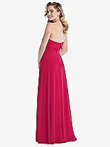 Rear View Thumbnail - Vivid Pink Cuffed Strapless Maxi Dress with Front Slit