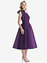 Side View Thumbnail - Majestic Scarf-Tie One-Shoulder Organdy Midi Dress 