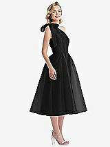 Side View Thumbnail - Black Scarf-Tie One-Shoulder Organdy Midi Dress 
