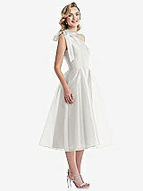 Side View Thumbnail - Starlight Scarf-Tie One-Shoulder Organdy Midi Dress 