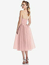 Rear View Thumbnail - Rose - PANTONE Rose Quartz Strapless Pleated Skirt Organdy Midi Dress