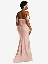 Alt View 4 Thumbnail - Toasted Sugar Off-the-Shoulder Corset Stretch Satin Mermaid Dress with Slight Train