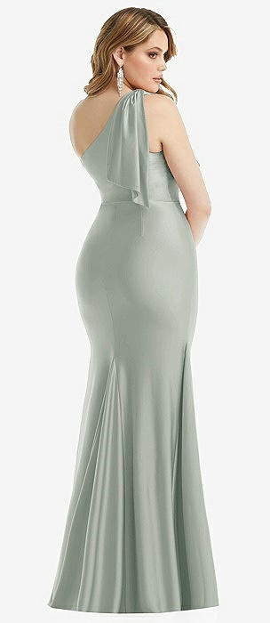 A-Line Chiffon Bridesmaid Dress With Slit in Willow Green main image 0