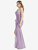 Side View Thumbnail - Pale Purple One-Shoulder Bustier Stretch Satin Mermaid Dress with Cascade Ruffle