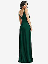 Rear View Thumbnail - Hunter Green Skinny Strap Plunge Neckline Maxi Dress with Bow Detail