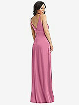 Rear View Thumbnail - Orchid Pink Skinny Strap Plunge Neckline Maxi Dress with Bow Detail