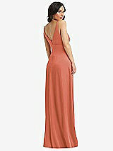 Rear View Thumbnail - Terracotta Copper Skinny Strap Plunge Neckline Maxi Dress with Bow Detail
