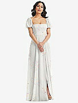 Front View Thumbnail - Spring Fling Puff Sleeve Chiffon Maxi Dress with Front Slit