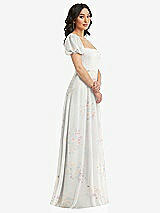 Side View Thumbnail - Spring Fling Puff Sleeve Chiffon Maxi Dress with Front Slit
