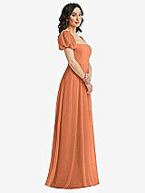 Side View Thumbnail - Sweet Melon Puff Sleeve Chiffon Maxi Dress with Front Slit