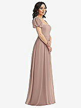 Side View Thumbnail - Bliss Puff Sleeve Chiffon Maxi Dress with Front Slit
