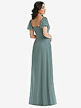 Rear View Thumbnail - Icelandic Puff Sleeve Chiffon Maxi Dress with Front Slit