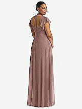 Rear View Thumbnail - Sienna Flutter Sleeve Scoop Open-Back Chiffon Maxi Dress