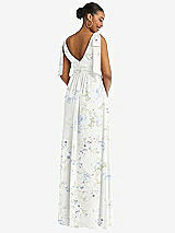 Rear View Thumbnail - Bleu Garden Plunge Neckline Bow Shoulder Empire Waist Chiffon Maxi Dress
