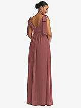 Rear View Thumbnail - English Rose Plunge Neckline Bow Shoulder Empire Waist Chiffon Maxi Dress