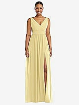 Alt View 2 Thumbnail - Pale Yellow Plunge Neckline Bow Shoulder Empire Waist Chiffon Maxi Dress