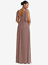 Rear View Thumbnail - Sienna Plunge Neckline Bow Shoulder Empire Waist Chiffon Maxi Dress
