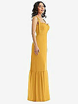 Side View Thumbnail - NYC Yellow Tie-Shoulder Corset Bodice Ruffle-Hem Maxi Dress
