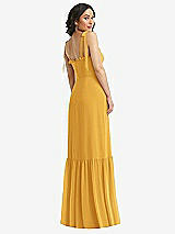 Rear View Thumbnail - NYC Yellow Tie-Shoulder Corset Bodice Ruffle-Hem Maxi Dress