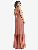 Rear View Thumbnail - Desert Rose Tie-Shoulder Corset Bodice Ruffle-Hem Maxi Dress