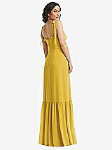 Rear View Thumbnail - Marigold Tie-Shoulder Corset Bodice Ruffle-Hem Maxi Dress