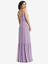 Rear View Thumbnail - Pale Purple Tie-Shoulder Corset Bodice Ruffle-Hem Maxi Dress