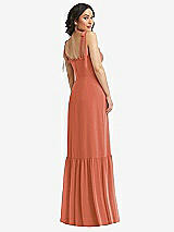 Rear View Thumbnail - Terracotta Copper Tie-Shoulder Corset Bodice Ruffle-Hem Maxi Dress