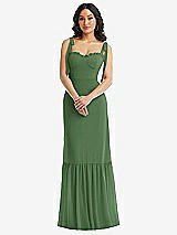 Alt View 2 Thumbnail - Vineyard Green Tie-Shoulder Corset Bodice Ruffle-Hem Maxi Dress