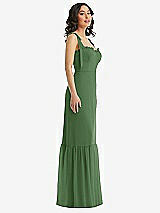 Side View Thumbnail - Vineyard Green Tie-Shoulder Corset Bodice Ruffle-Hem Maxi Dress