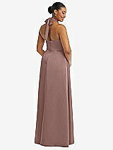 Rear View Thumbnail - Sienna High-Neck Tie-Back Halter Cascading High Low Maxi Dress