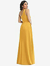 Rear View Thumbnail - NYC Yellow One-Shoulder High Low Maxi Dress with Pockets